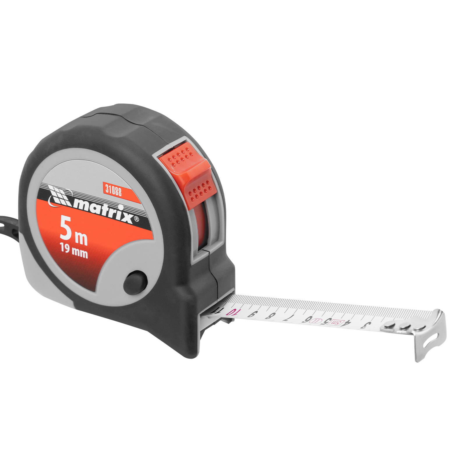картинка Рулетка Continuous fixation,5 м х 19 мм,двухкомпонентный корпус,плавная фиксация Matrix от магазина Одежда+