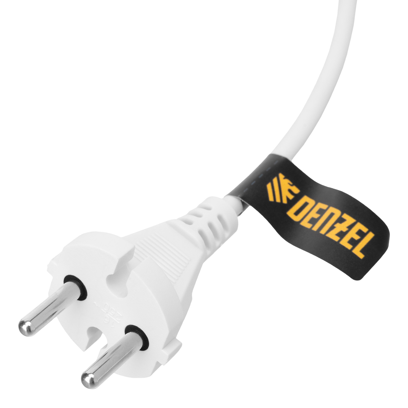 картинка Шнур сетевой Energy Series, ПВС, 1,5 м, 2 x 1 мм, с неразборной вилкой, белый, Denzel от магазина Одежда+