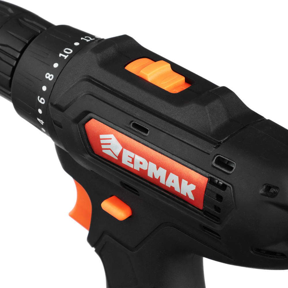 картинка ЕРМАК Дрель-шуруповерт аккум. 20в 0-400-1400 об/мин, 1,5 Li-on (1), 35н*м, 2 скорости, Практик (ONE) от магазина Одежда+