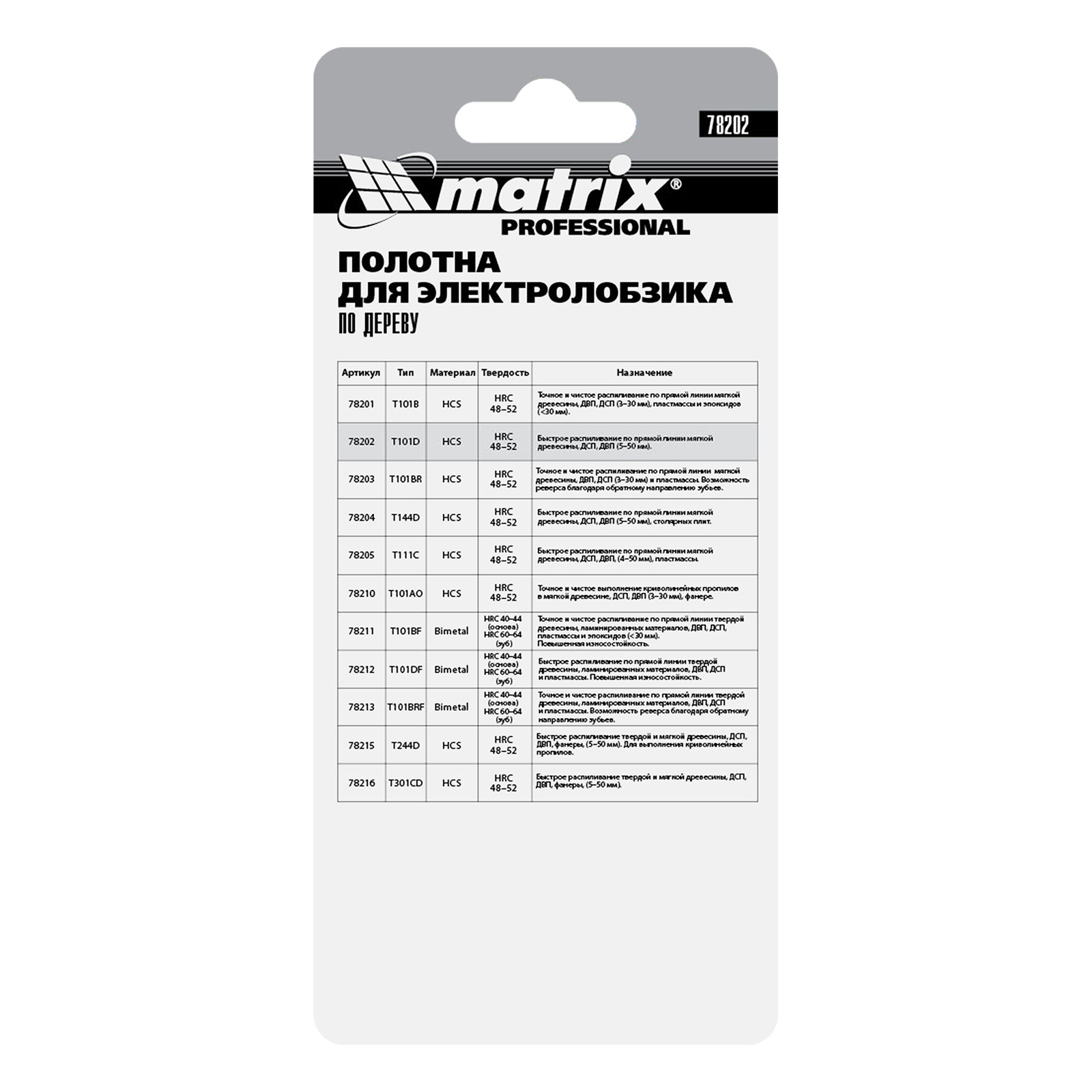 картинка Полотна для электролобзика по дереву, 3 шт, T101D, 75 х 4.0 мм, HCS Matrix Professional от магазина Одежда+