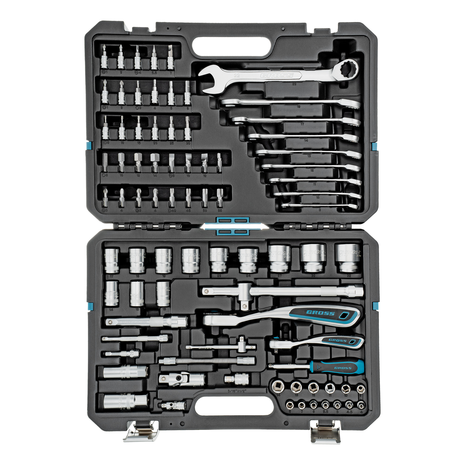 картинка Набор инструментов, 1/4", 1/2", CrV, 120 зубьев, 82 предмета Gross от магазина Одежда+