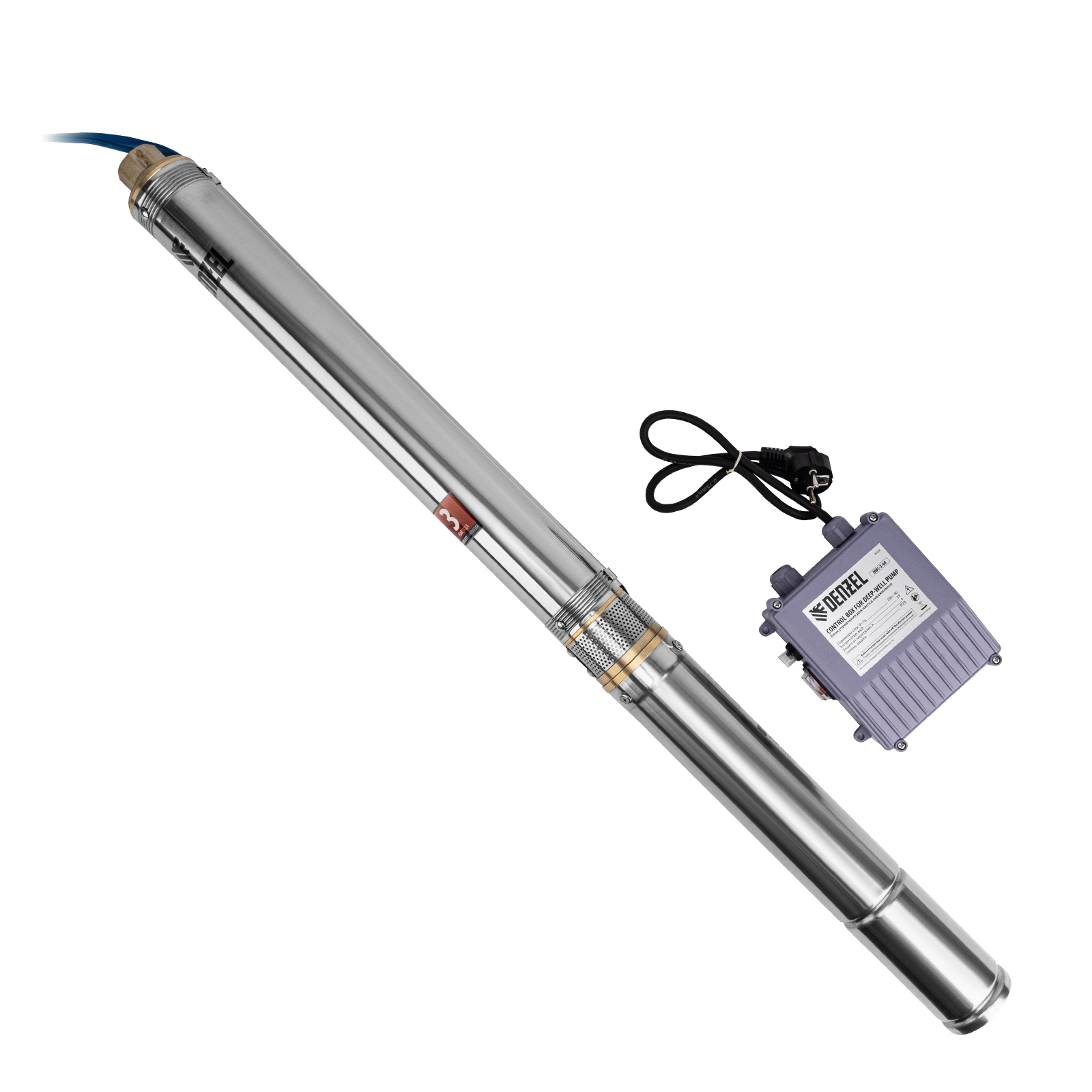 картинка Скважинный насос DWC-3-60, центробежный, диаметр 3", 800 Вт, 3300 л/ч, напор 60 м Denzel от магазина Одежда+