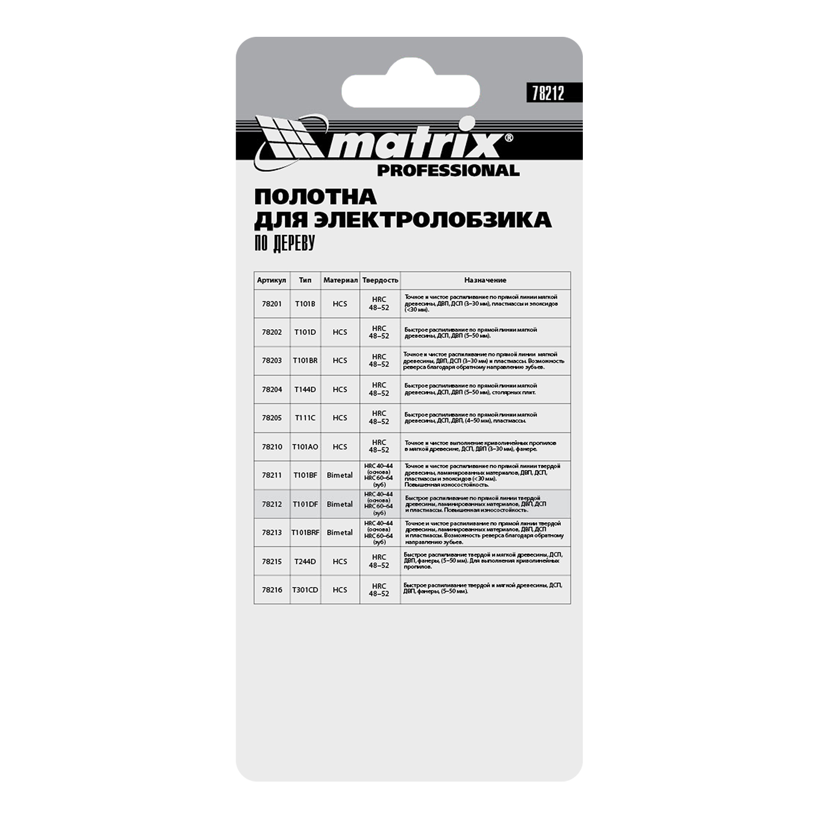 картинка Полотна для электролобзика по дереву, 3 шт, T101DF, 75 x 4 мм, Bimetal Matrix Professional от магазина Одежда+