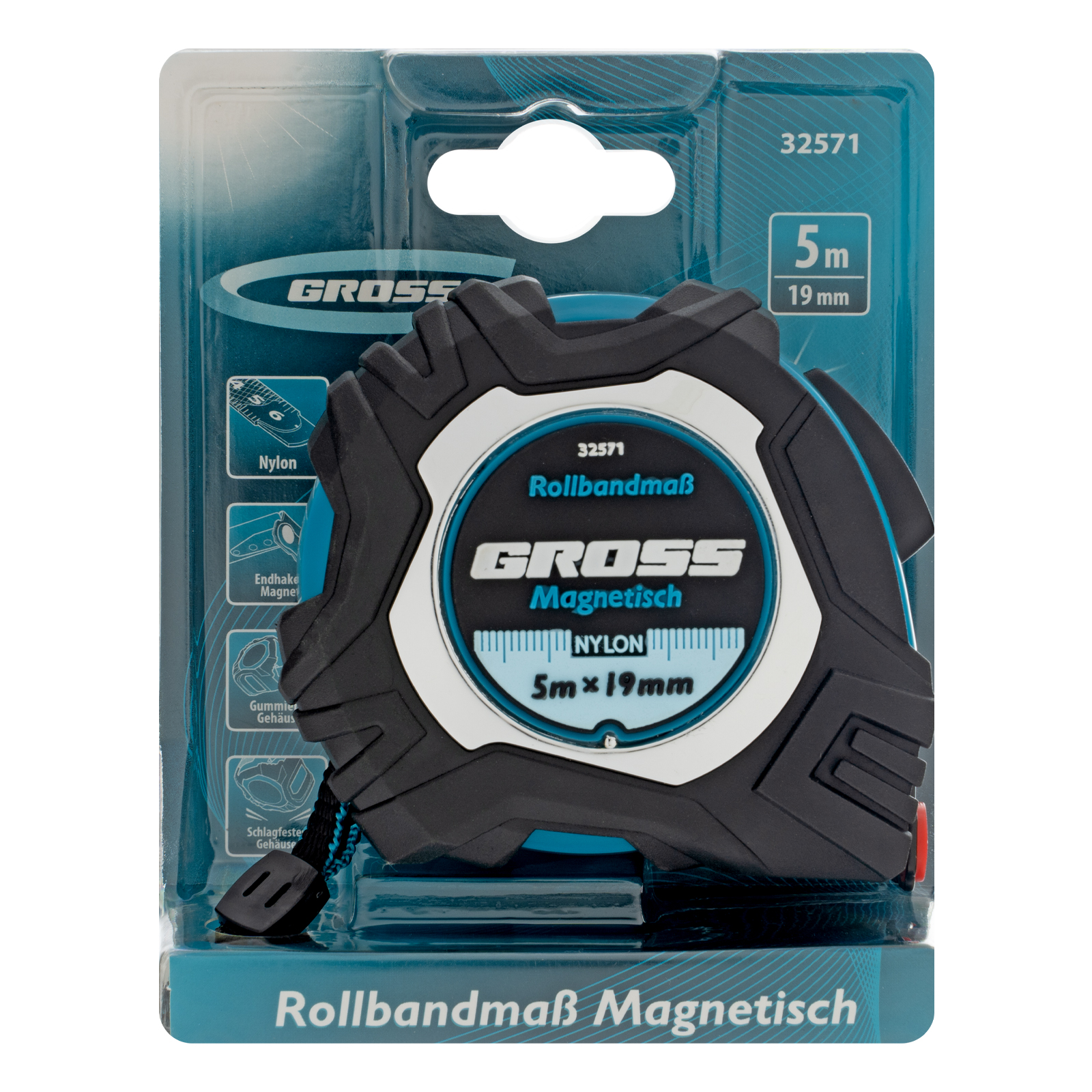 картинка Рулетка Magnetisch 5 м х 19 мм,обрезиненный корпус,автоматическая фиксация,Нейлоновое покрытиеытие,з от магазина Одежда+