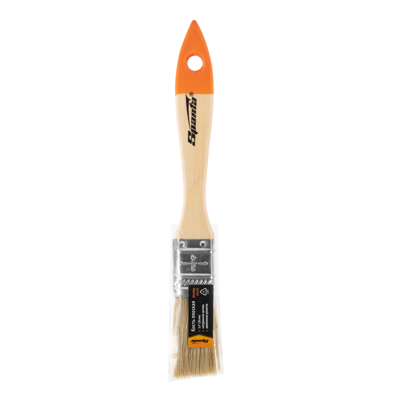 картинка Кисть плоская Slimline 3/4" (20 мм) натуральная щетина, деревянная ручка Sparta от магазина Одежда+