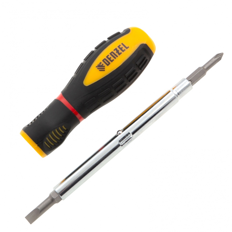 картинка Отвертка комбинированная, SL3/16"-PH1, SL1/4"-PH2, 3-х компонентная рукоятка Denzel от магазина Одежда+
