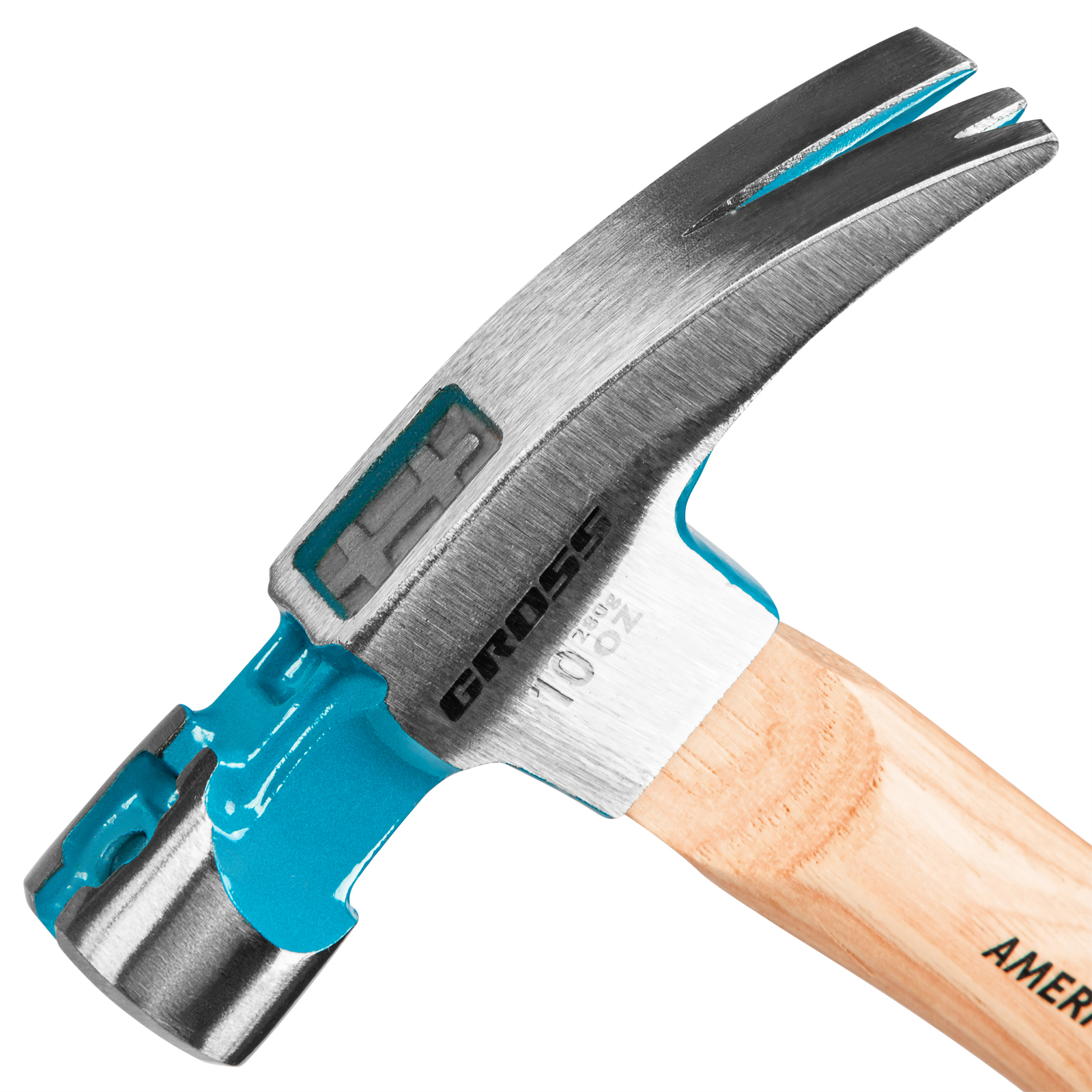 картинка Молоток-гвоздодер, 280 г, угол 75, магнит, обрезиненная рукоятка American hickory GROSS от магазина Одежда+