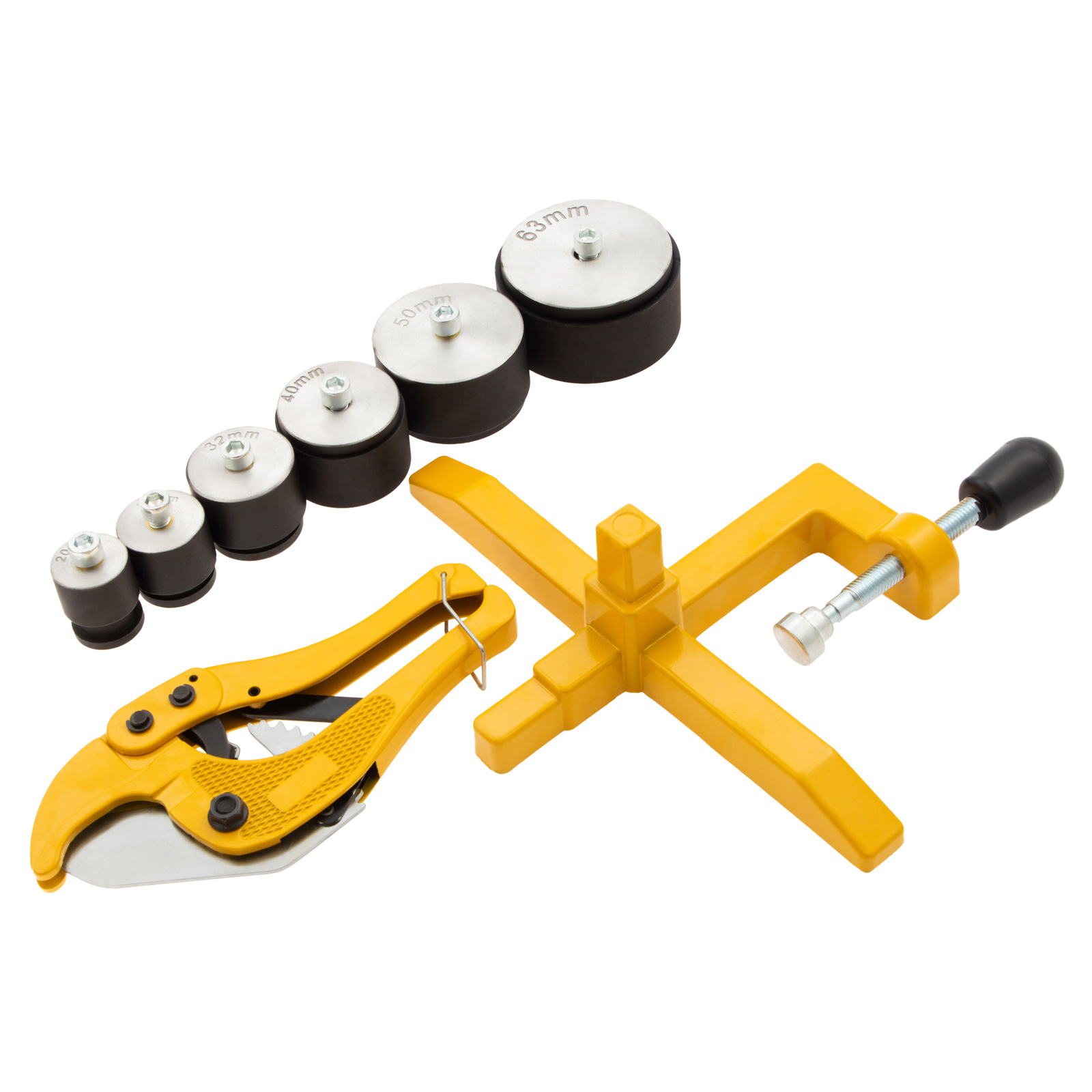 картинка Аппарат для сварки пластиковых труб DWP-1500, 1500 Вт, 260-300 град, комплект насадок, 20-63 мм Denz от магазина Одежда+
