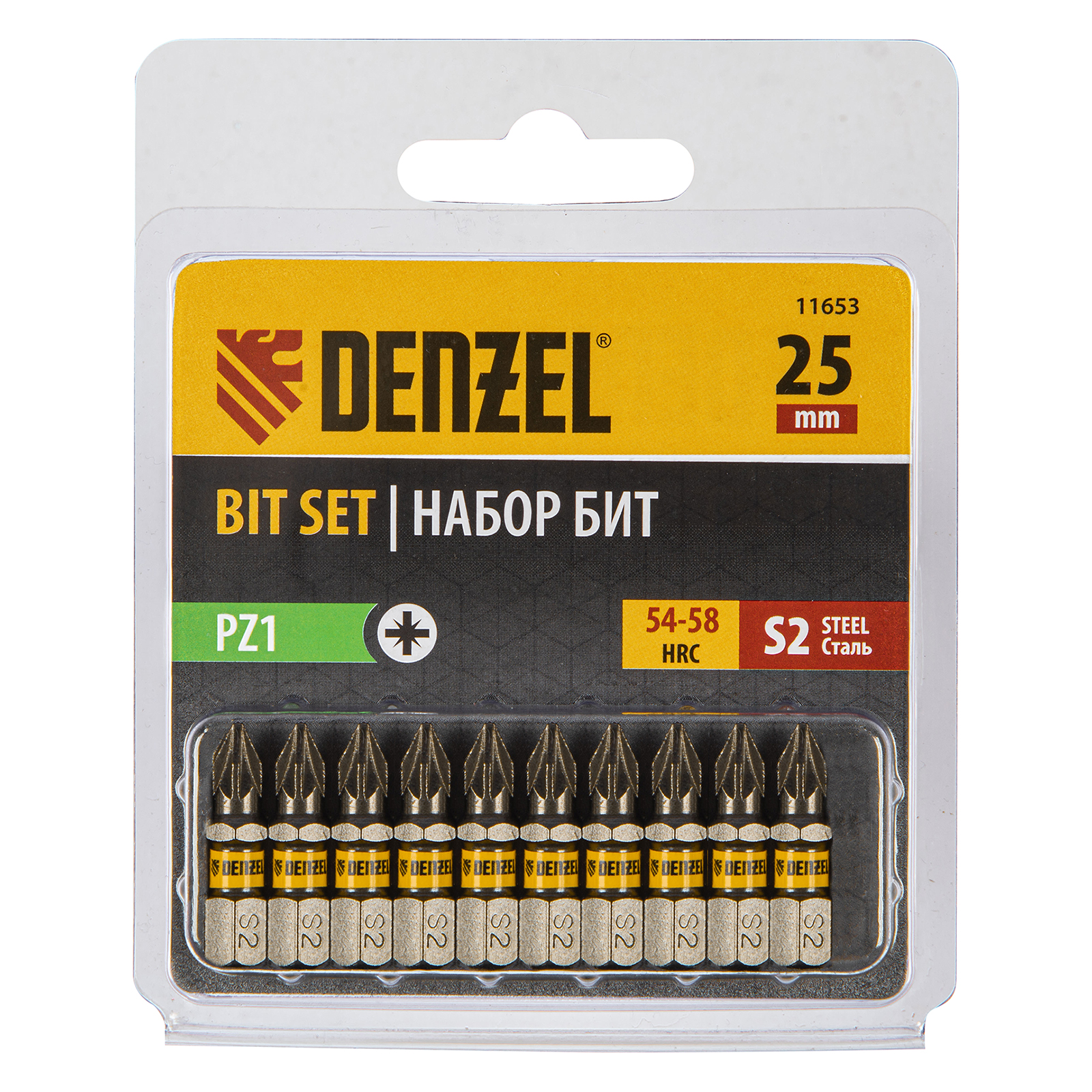 картинка Бита PZ1х25, сталь S2, шестигранный профиль, 10 шт. Е 6,3 Denzel от магазина Одежда+