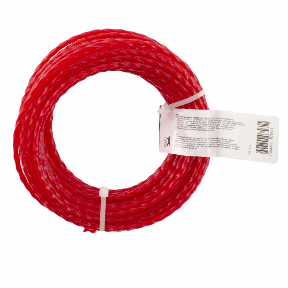 картинка Леска для триммера квадратная витая, 3.0 мм х 10 м, Сибртех от магазина Одежда+