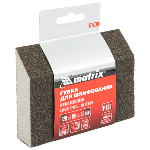 картинка Губка для шлифования, 120 х 90 х 25 мм, трапеция, мягкая, P 100 Matrix от магазина Одежда+