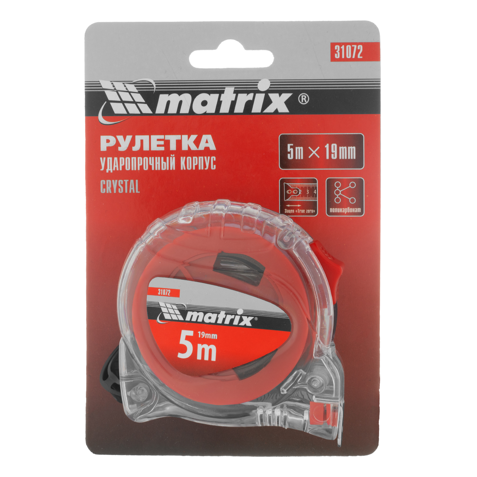 картинка Рулетка Crystal,5 м х 19 мм,корпус из поликарбоната Matrix от магазина Одежда+