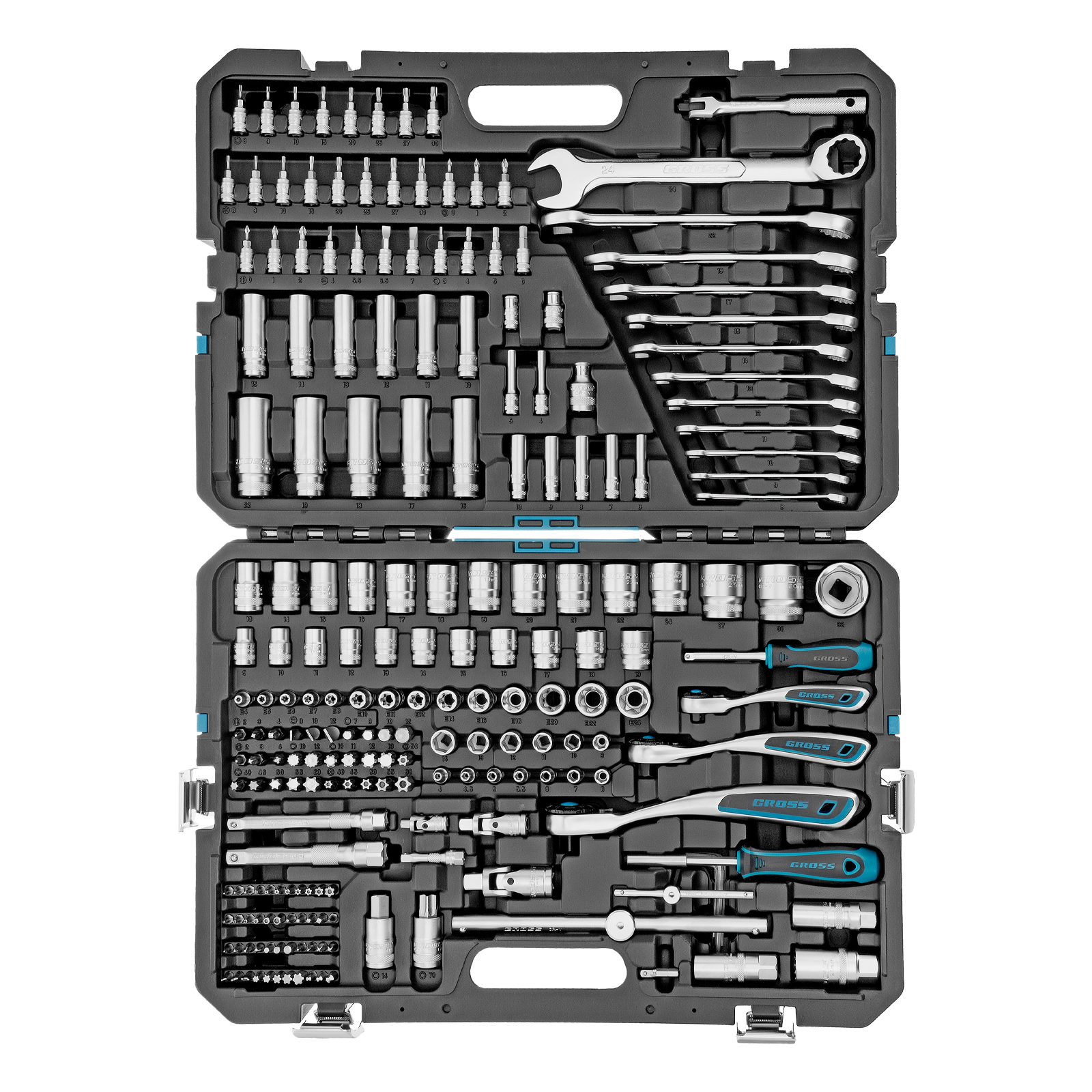 картинка Набор инструментов, 1/2", 3/8", 1/4", CrV, 120 зубьев, 216 предметов Gross от магазина Одежда+