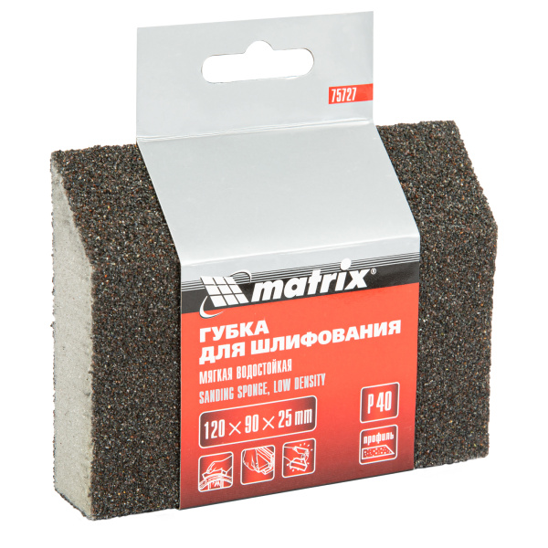 картинка Губка для шлифования, 120 х 90 х 25 мм, трапеция, мягкая, P 40 Matrix от магазина Одежда+