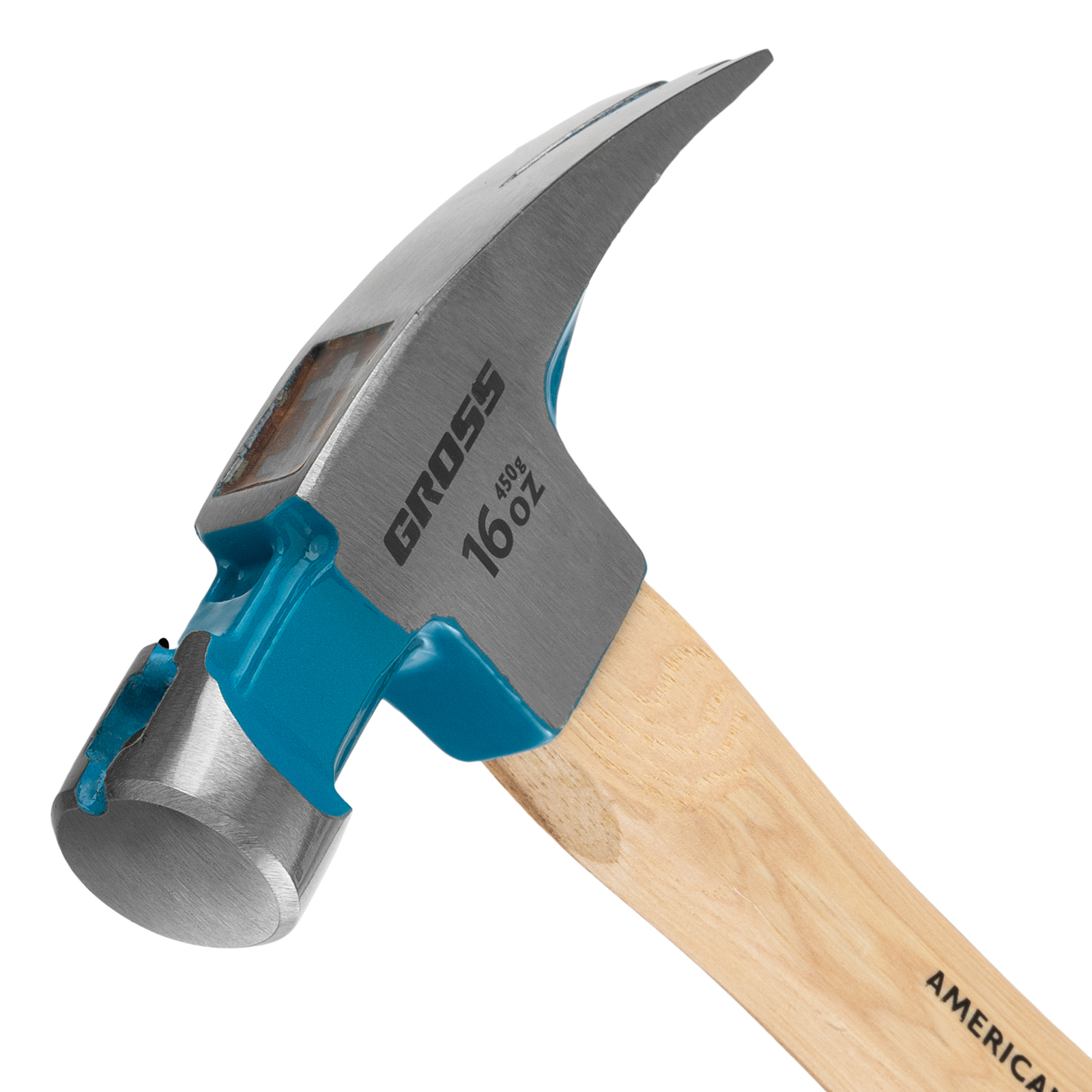 картинка Молоток-гвоздодер, 450 г, угол 75, магнит, обрезиненная рукоятка American hickory GROSS от магазина Одежда+