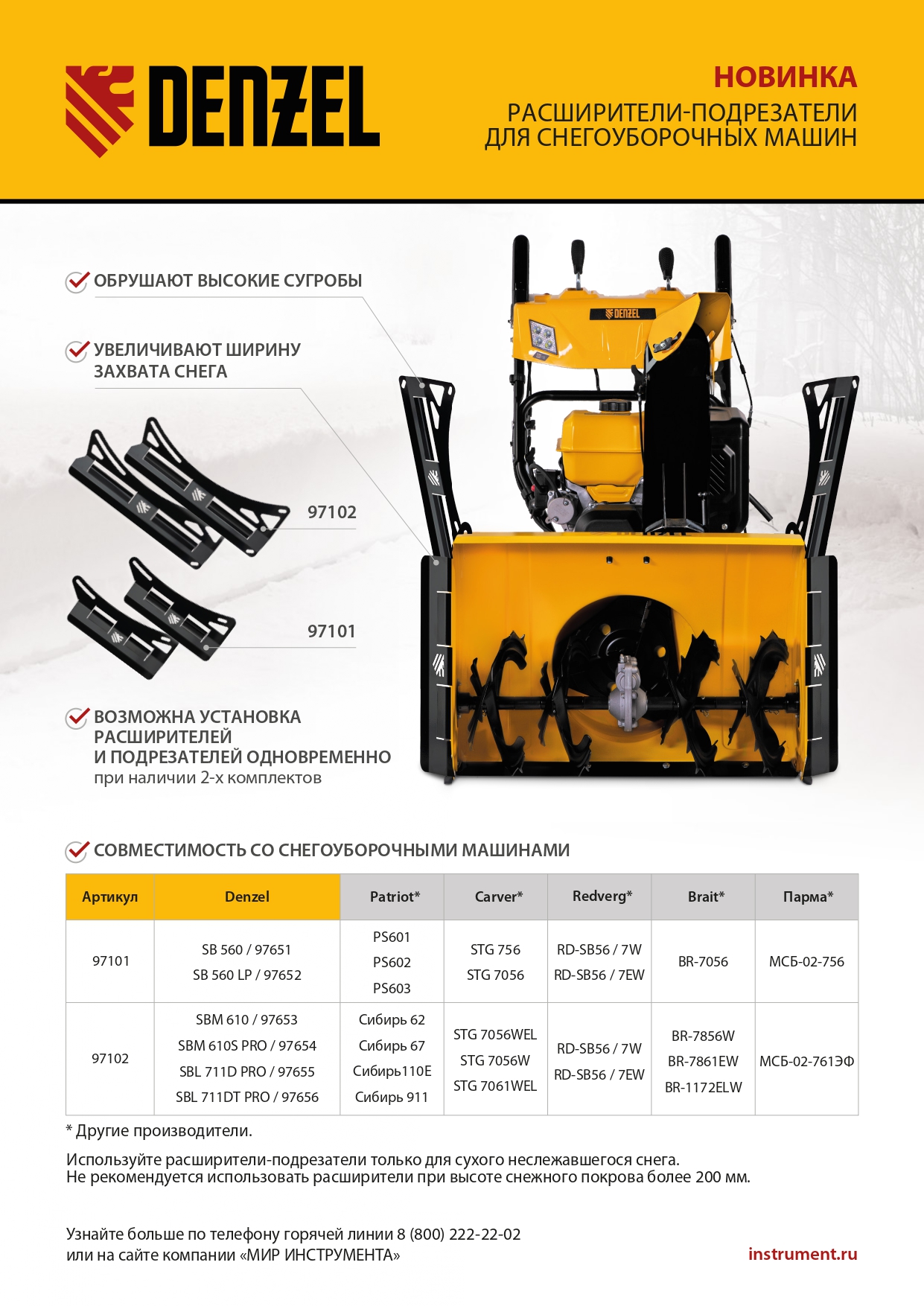 картинка Расширители-подрезатели для снегоуборочных машин 97651-97652, 2 шт. Denzel от магазина Одежда+