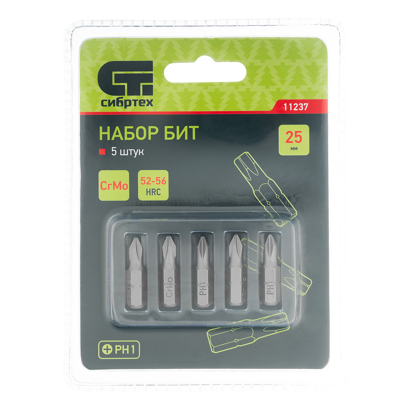 картинка Бита PH1 x 25, сталь CrMo, 5 шт. Сибртех от магазина Одежда+
