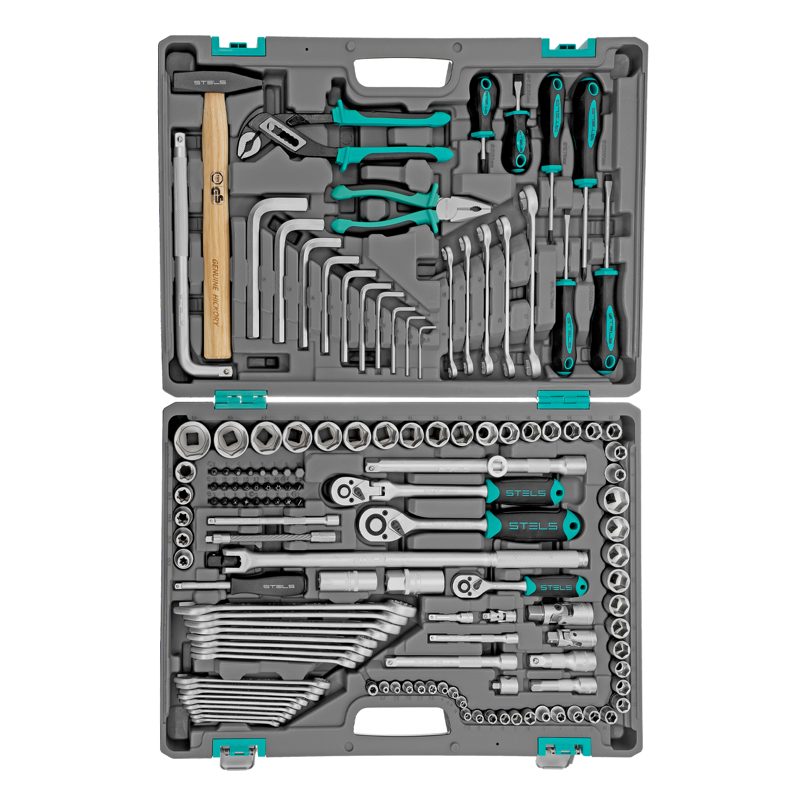 картинка Набор инструментов, 1/2",3/8", 1/4", CrV, пластиковый кейс 142 предмета Stels от магазина Одежда+