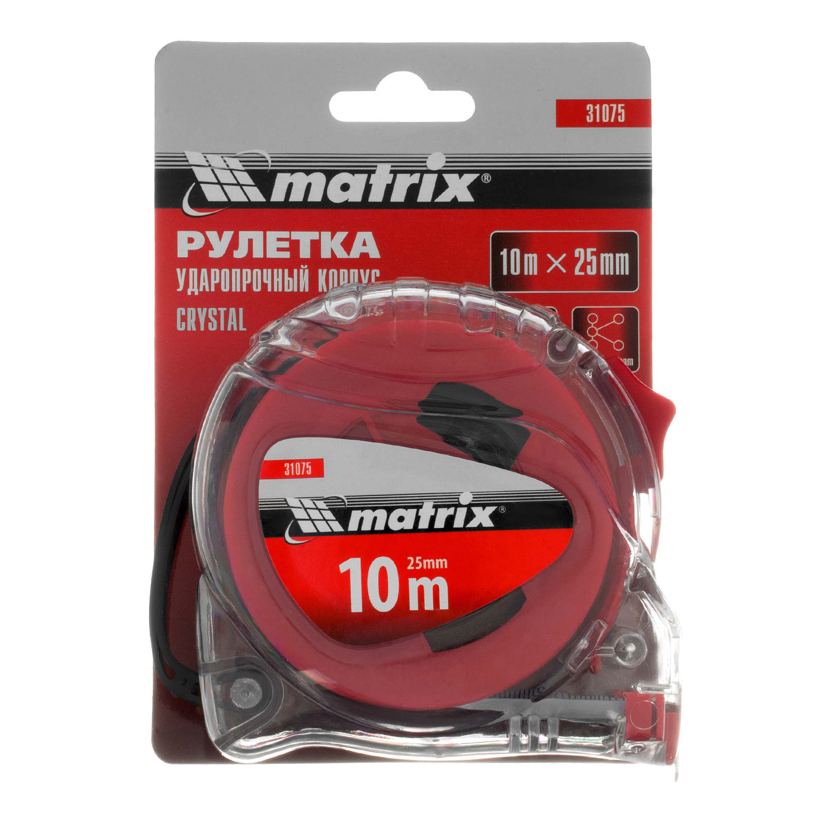 картинка Рулетка Crystal,10 м х 25 мм,корпус из поликарбоната Matrix от магазина Одежда+