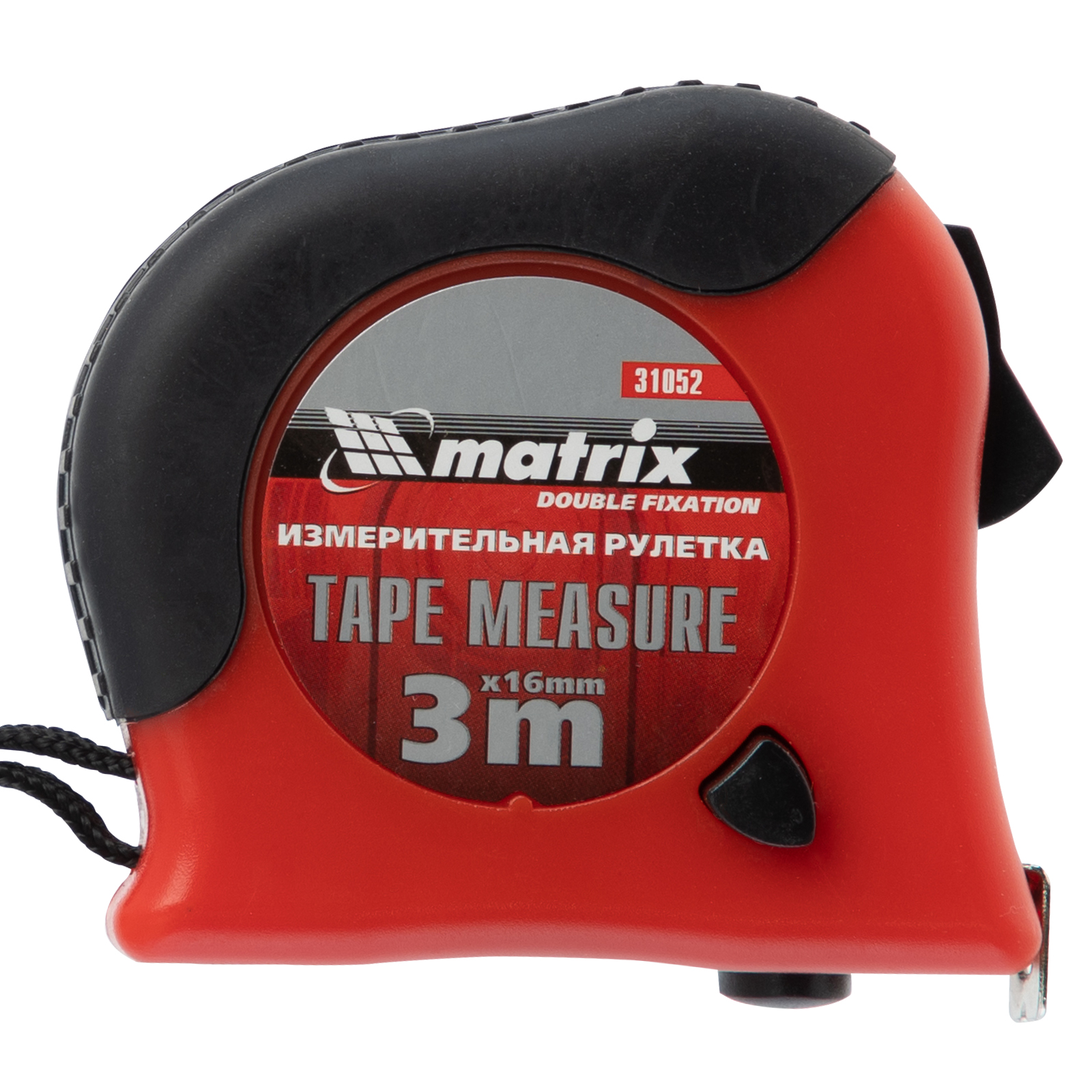 картинка Рулетка Double fixation,3 м х 16 мм,обрезиненный корпус,двойная плавная фиксация Matrix от магазина Одежда+
