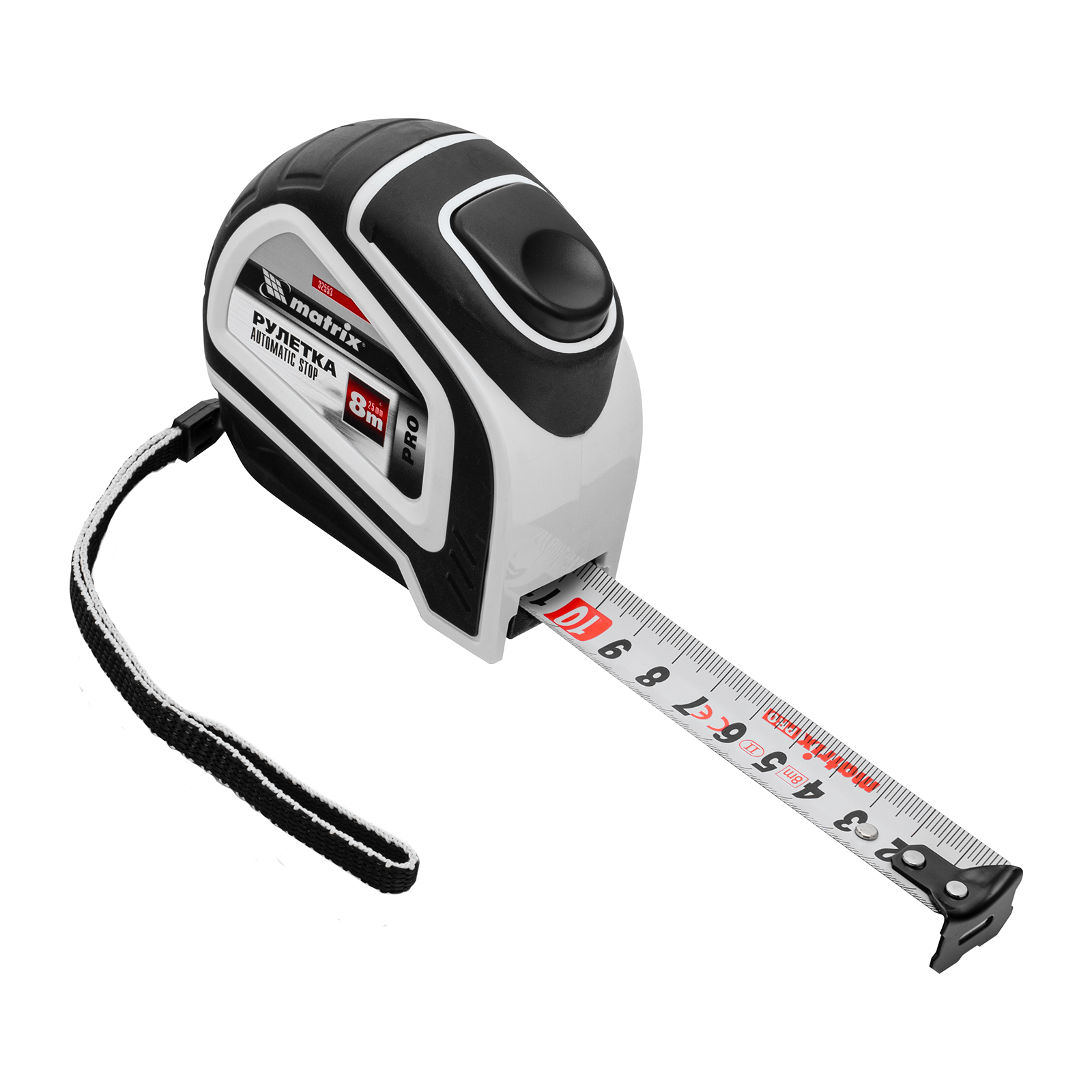 картинка Рулетка Autostop,8 м х 25 мм,двухкомпонентный корпус,автоматическая фиксация,Pro Matrix от магазина Одежда+