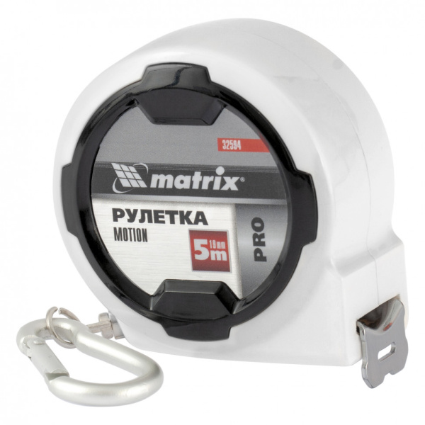 картинка Рулетка Motion,5 м x 19 мм,возможность записи,карабин-держатель,PRO Matrix от магазина Одежда+