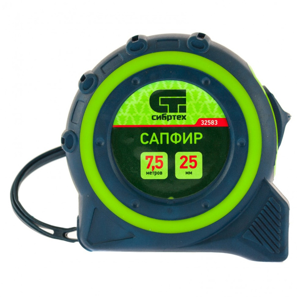 картинка Рулетка Сапфир,двухкомпонентный корпус,7,5 м х 25 мм Сибртех от магазина Одежда+