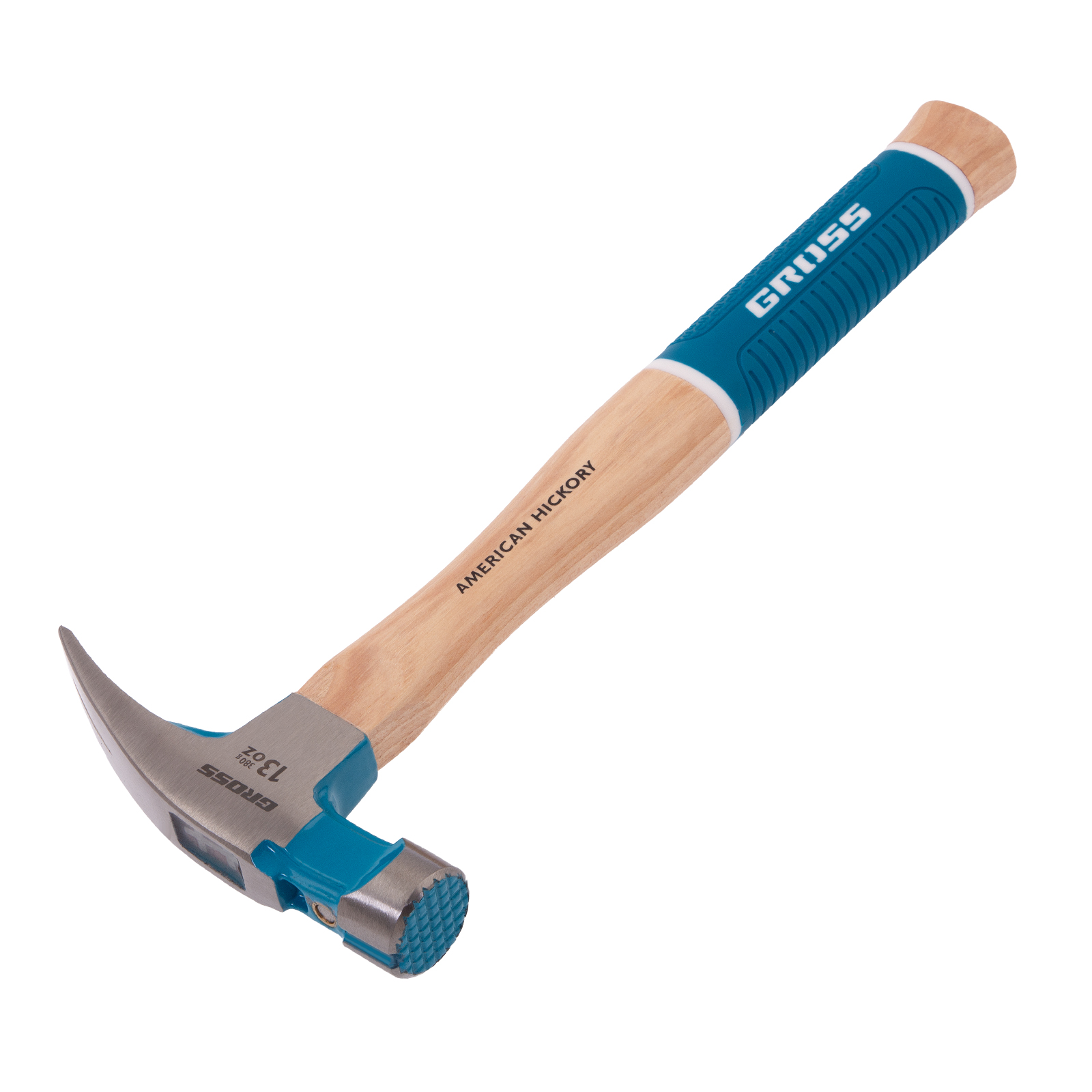 картинка Молоток-гвоздодер, 380 г, угол 75, магнит, обрезиненная рукоятка AMERICAN HICKORY GROSS от магазина Одежда+