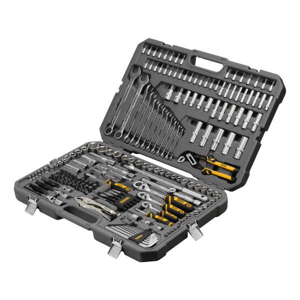 картинка Набор инструментов, 1/2", 3/8", 1/4", CrV, S2, пластиковый кейс, 232 предмета Denzel от магазина Одежда+