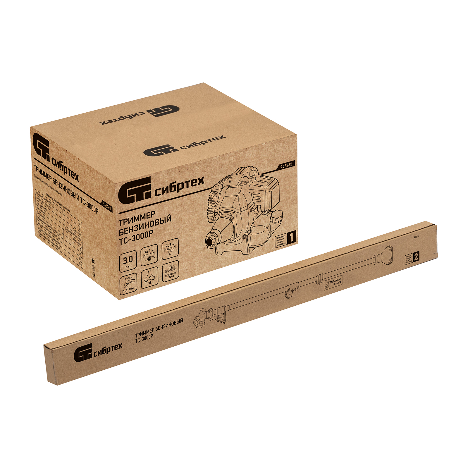 картинка Триммер бензиновый ТС-3000Р, 52 см3, разъемная штанга, состоит из 2 частей Сибртех от магазина Одежда+
